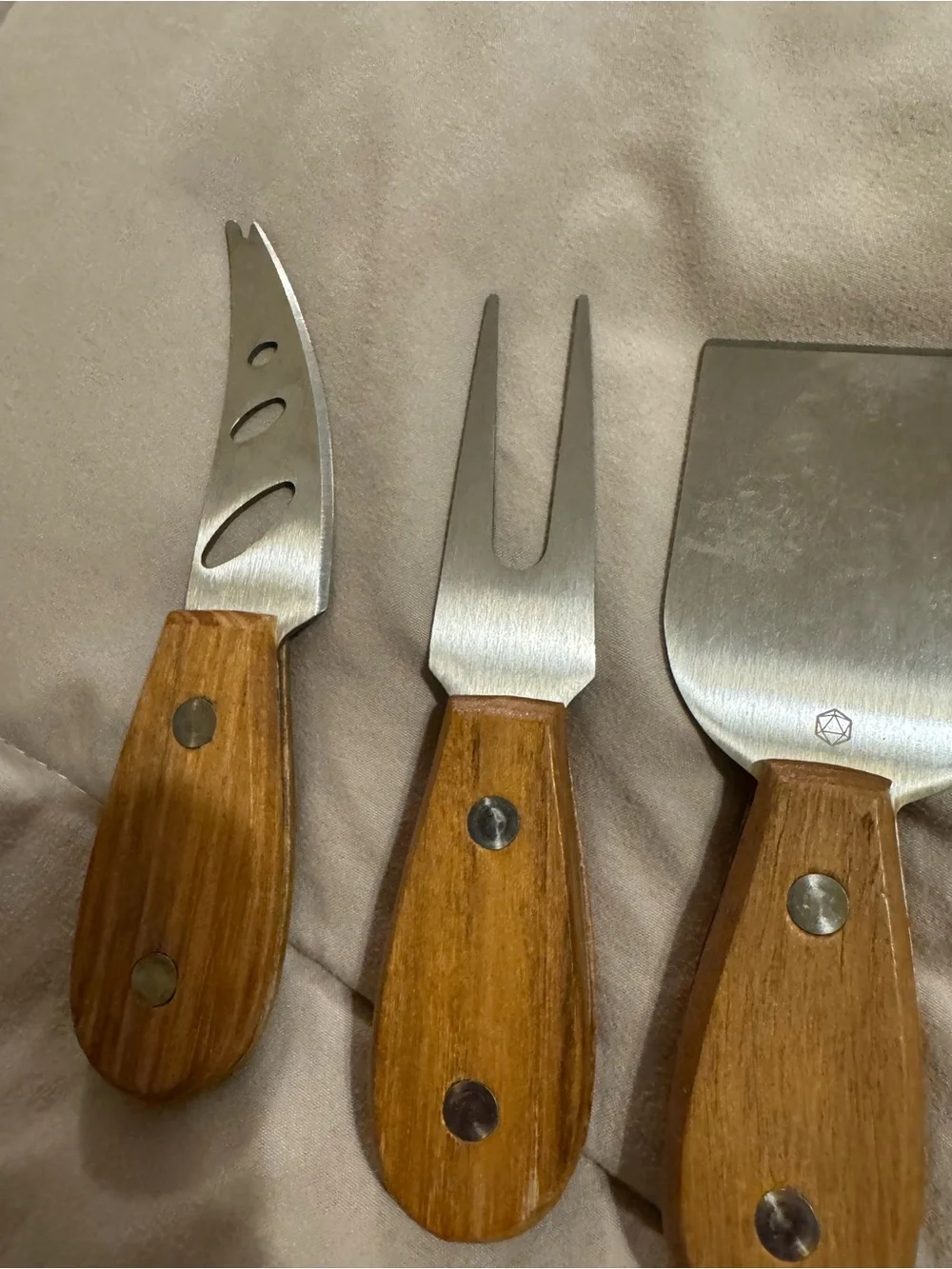 Wood Handle Cheese Knife and Serving Set - Brown